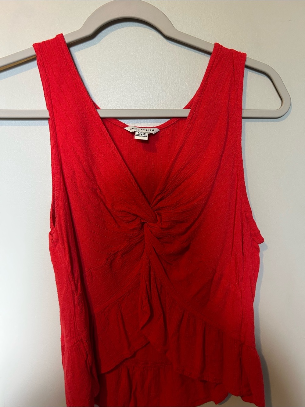 American Eagle Outfitters Red Knot-Front Tank Top